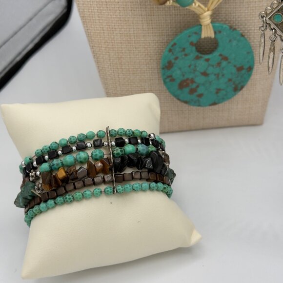 Chico's Costume Jewelry Lot Faux Turquoise Beaded Necklaces Layering Pieces - Picture 5 of 16